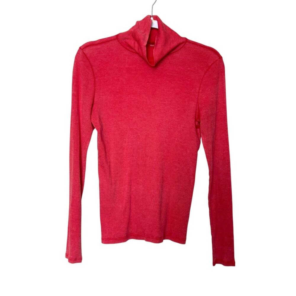 Aerie Real Soft Ribbed Long Sleeve Turtleneck Stretch Preppy Casual Red Women M